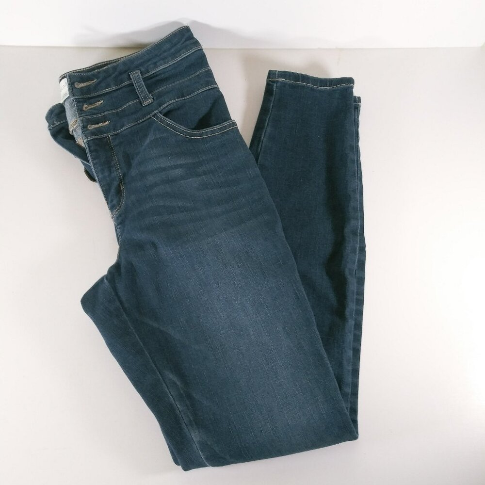 Rewind Women's 3 Button Straight Leg Jeans Size 3/26 Dark Blue